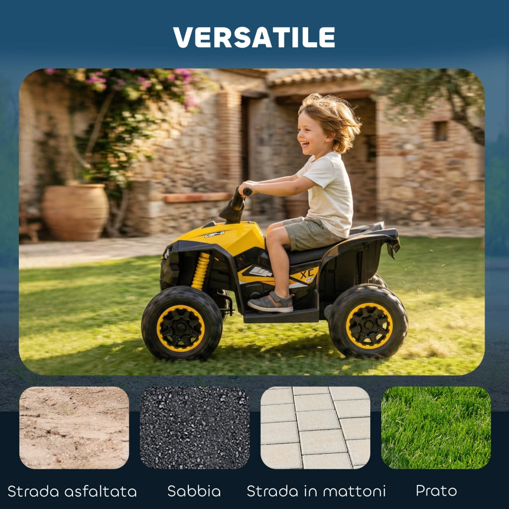 Quad Elettrico per Bambini ¨C Minimal ¨C Giallo, LED, 12V