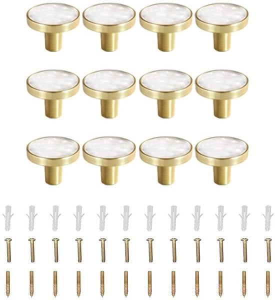 Set di maniglie per porta di 12 pezzi - Maniglie rotonde 32 x 25 mm - Materiale in acciaio inox - Anticorrosivo - Grip comodo - Lunga durata