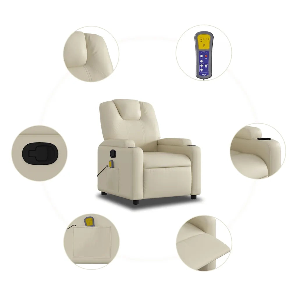 Poltrona da Massaggiante Reclinabile Crema Similpelle 372397