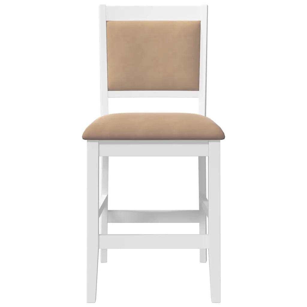 Sgabelli da Bar con Cuscini 2 pz Bianco Legno Massello di Hevea 4102567