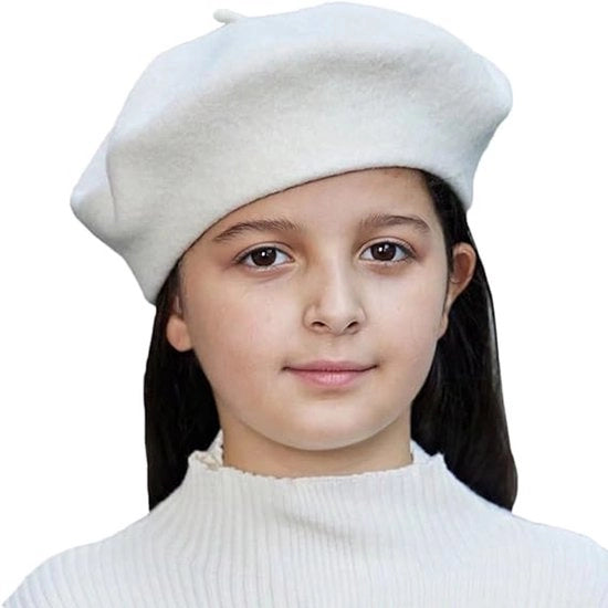 Cappello di lana per bambini - Classico e elegante - Colore uniforme - Per bambini e ragazze - Bianco