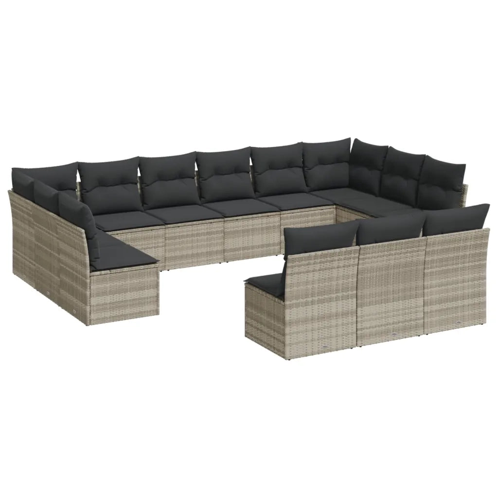 Set Divani Giardino 13 pz con Cuscini Grigio Chiaro Polyrattan 3250231
