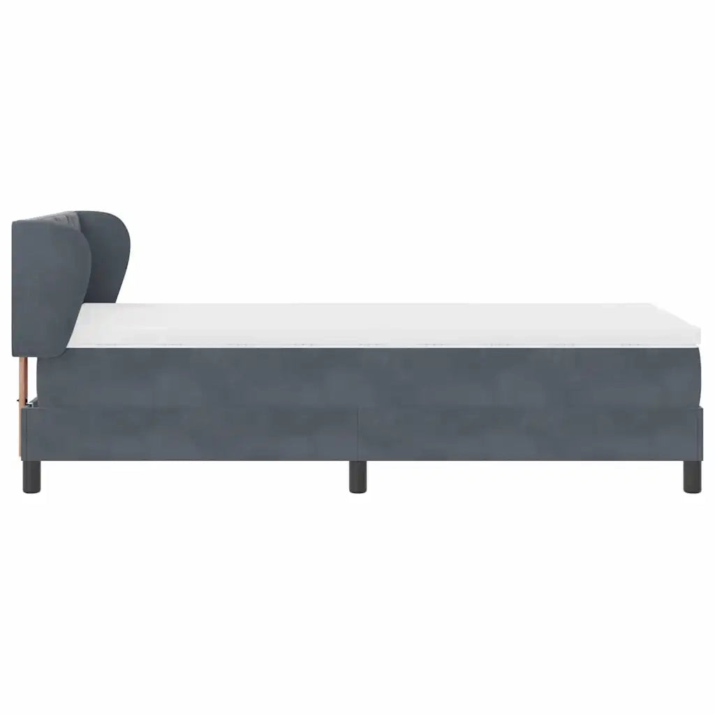 Letto a molle con testiera Grigio scuro 90 x 200 cm Velluto 3340425