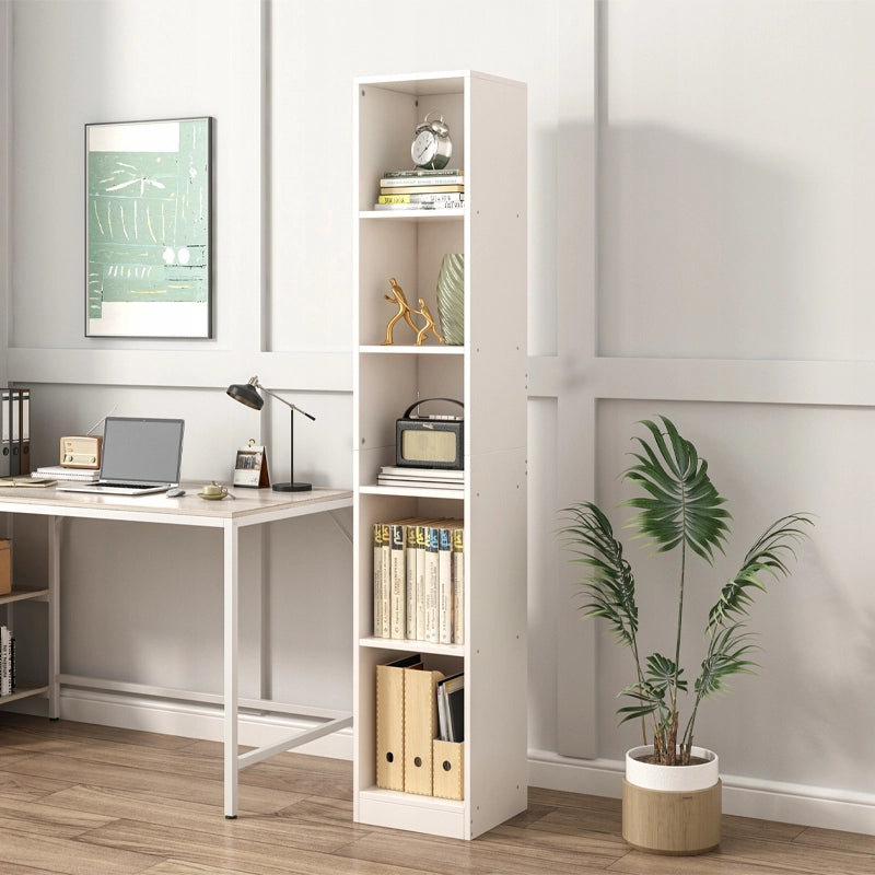 Scaffale alto per libri e raccoglitori, ufficio, salotto, bianco, loft, 182 cm