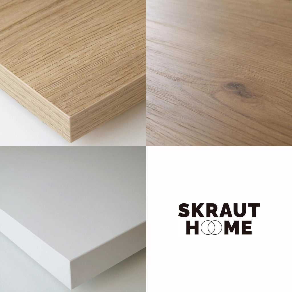 Consolle allungabile, 222x90x73cm, Per 10 persone, Gambe in legno, colore Rovere e bianco RF3015