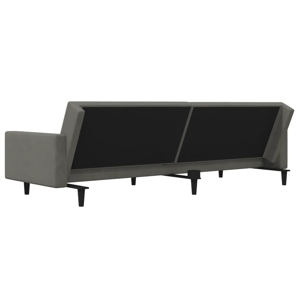 Divano letto | Sof¨¤ letto | Letto singolo a 2 Posti con 2 Cuscini Grigio Scuro in Velluto
