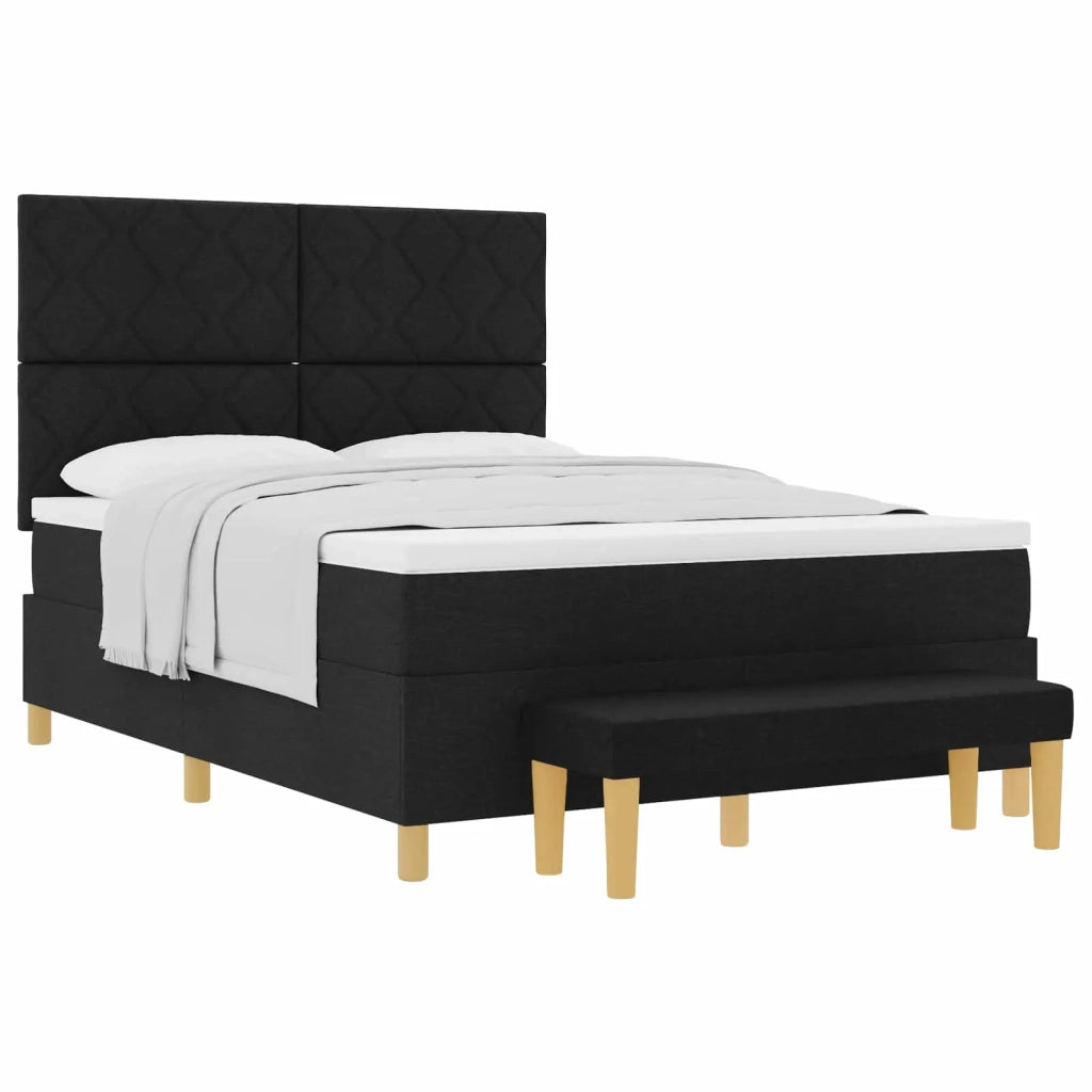 Letto a molle con materasso Nero 160 x 200 cm Tessuto