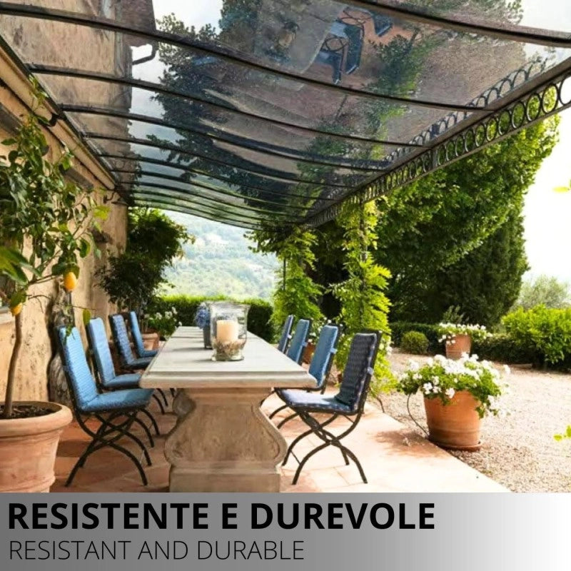 Telo PVC Trasparente 2,7x5m, 0,50mm Spessore, 650g/m² - Telo Cristal con Occhielli Ogni 50cm - Anti-UV, Impermeabile - Qualità Made in Italy