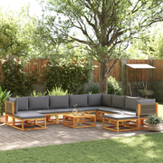 Set di divani da giardino 11 pz con cuscini in legno di acacia e corda 3278837