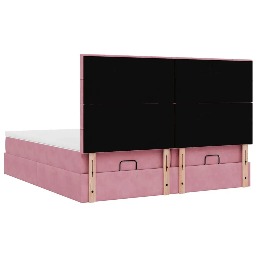 Struttura Letto Pouf con Materassi Rosa 180x200 cm Velluto 3314626
