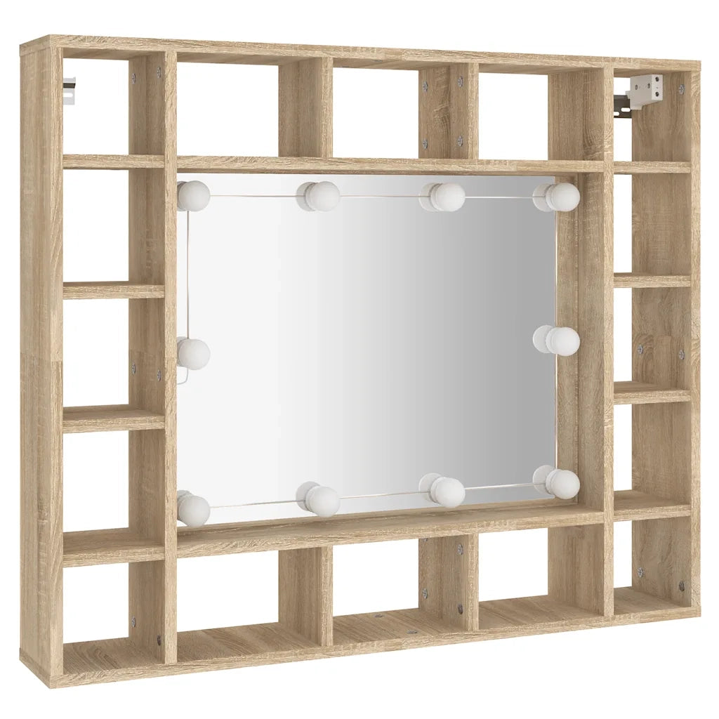 Mobile a Specchio | Armadio da bagno con LED Rovere Sonoma 91x15x76,5 cm