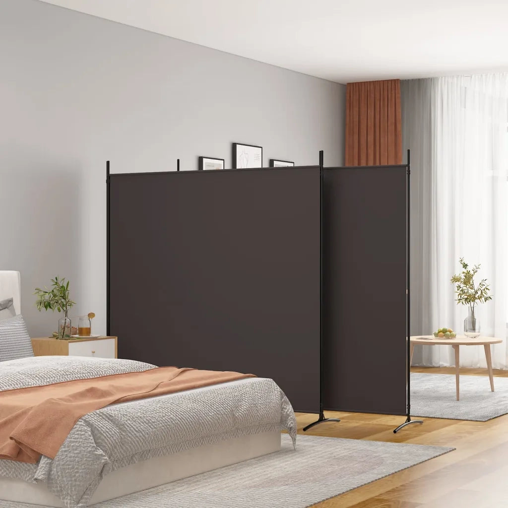 Divisorio Ambienti | Divider per stanze | Paravento a 3 Pannelli Marrone 525x180 cm in Tessuto