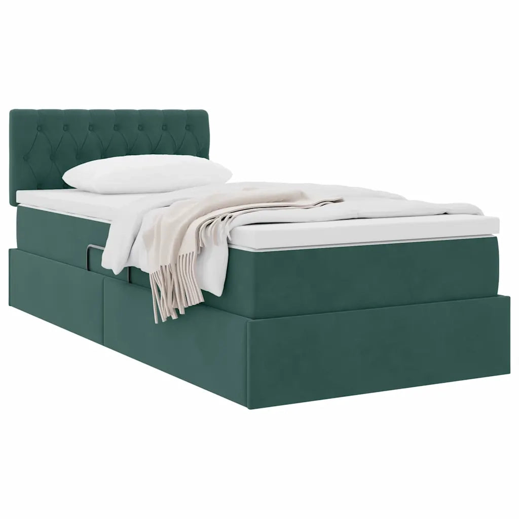Letto con Contenitore Verde Scuro 100 x 200 cm Velluto