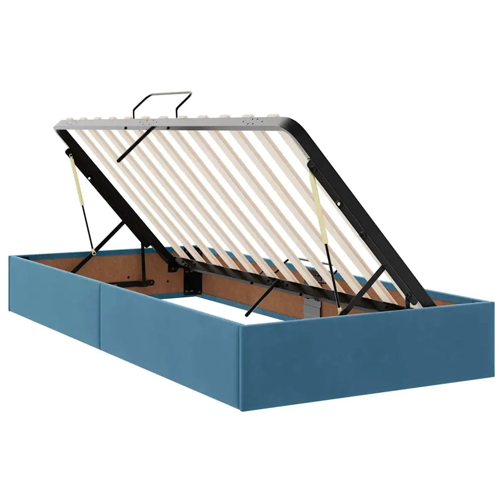 Letto con contenitore e LED Blu Scuro 90 x 200 cm Velluto