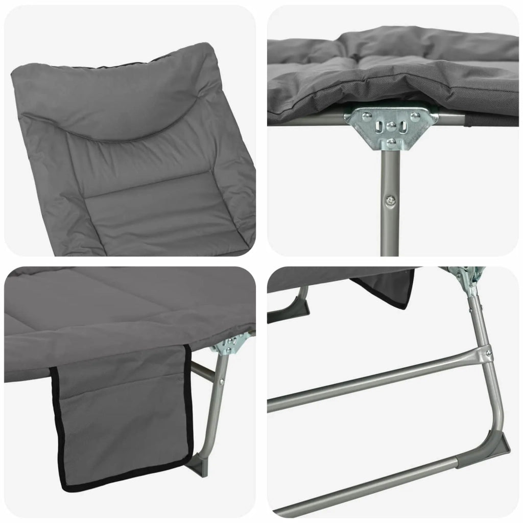 Lettino prendisole pieghevole con cuscino 2 pcs Antracite 42032387