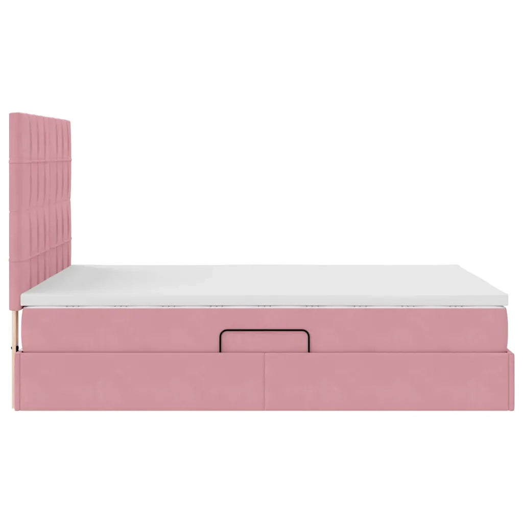 Letto con contenitore e materasso Rosa 140 x 200 cm Velluto 3372038