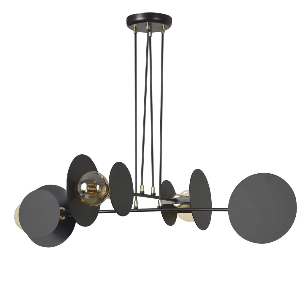 Lampadario Moderno 1 Luce Izanami In Acciaio Nero Con Bracci