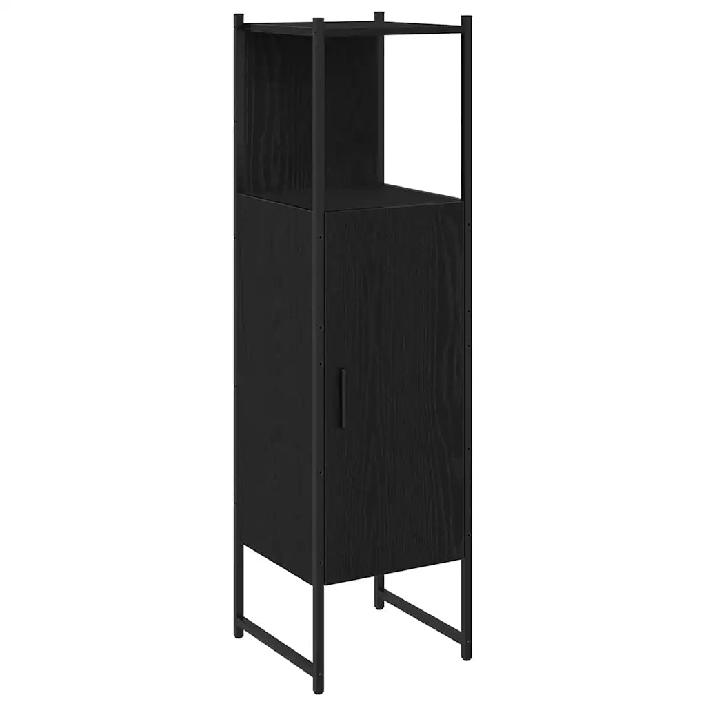 Set di mobili per il Bagno | Armadio da bagno 4 pz Nero Legno multistrato