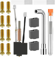 Kit di Hotend Alta Precisione per Stampante 3D - Pezzi in Ottone 0,4 mm - Coperture in Silicone - Set di Aghi per Pulizia - Dimensioni 16 x 11 x 2 cm - Mondstuk per Stampante 3D