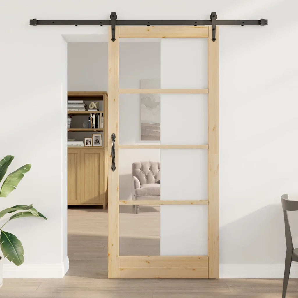 Porta scorrevole Naturale e Nero 93 x 211 cm 3332401