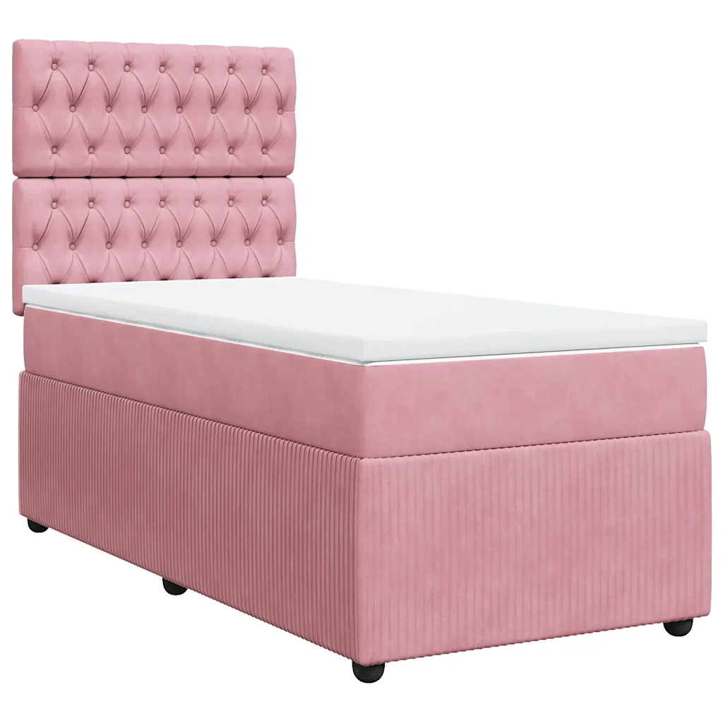 Giroletto a Molle con Materasso Rosa 80x200 cm in Velluto
