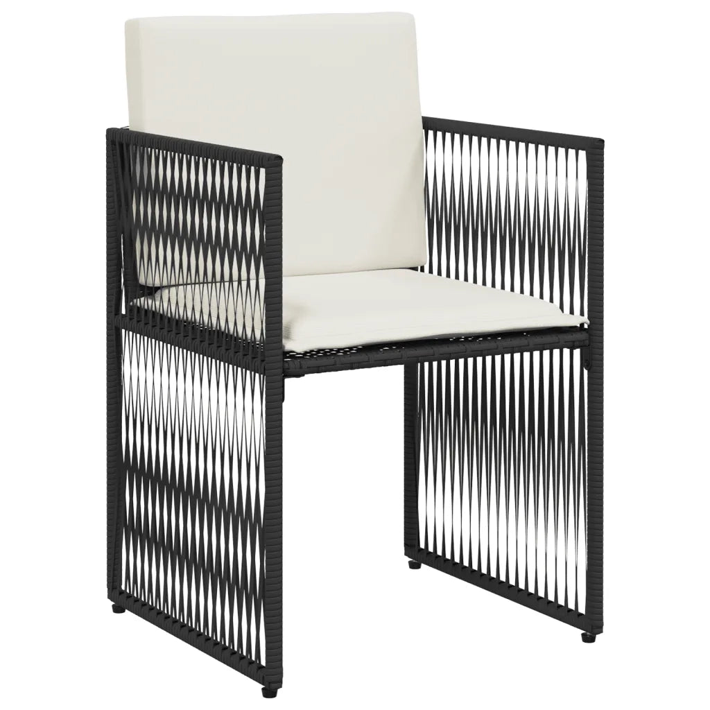 Set da Pranzo da Giardino 7 pz | Set Salotto da Giardino Nero con Cuscini in Polyrattan