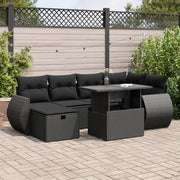 Set Divani da Giardino con Cuscini 7pz Nero Polyrattan 3327895