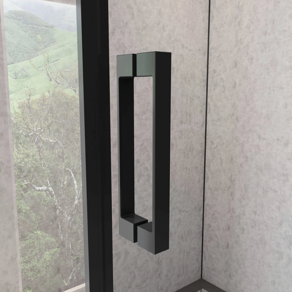 195 cm Box Doccia Angolare 120X80 cm Porta Scorrevole con Parete Fissa Vetro 8 mm Temperato Anticalcare Trasparente Profilo Nero Opaco Softclose