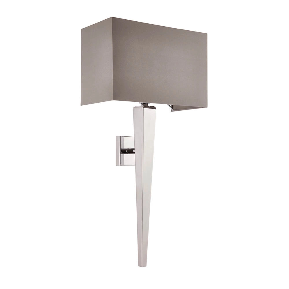 Applique Moreto Endon cromata paralume grigio E14 LED