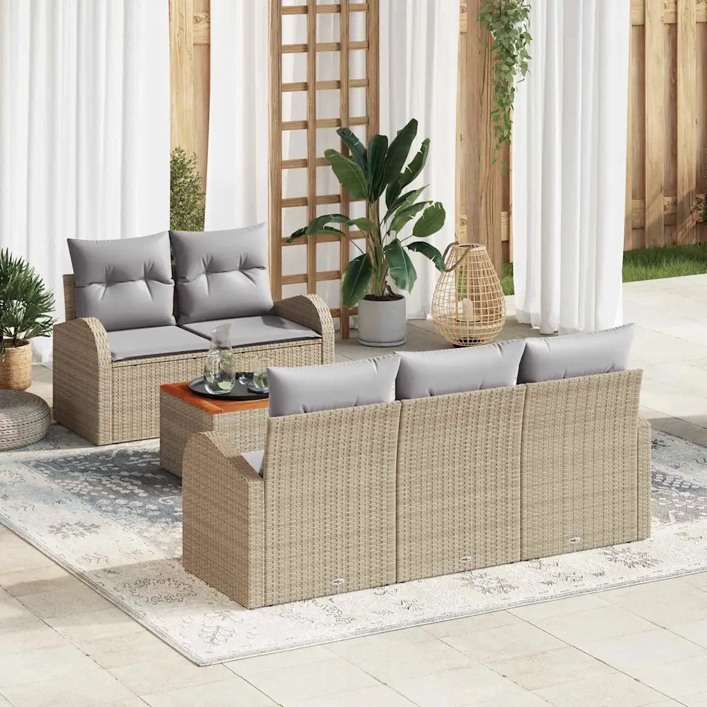 Set Divano da Giardino 6 pcs Beige e Grigio Chiaro polyrattan 3356187