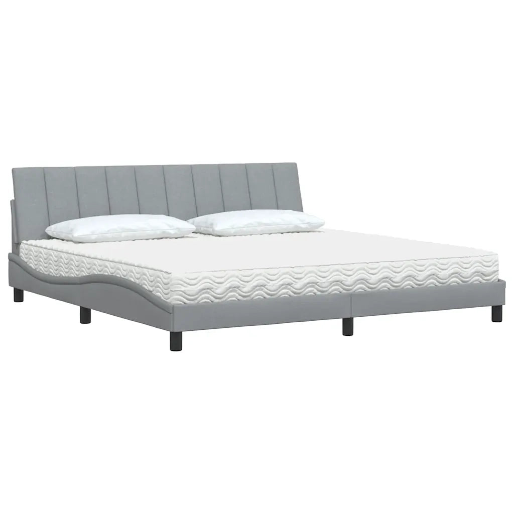Letto con Materasso Hanko Grigio Chiaro 200x200 cm in Tessuto 3310552