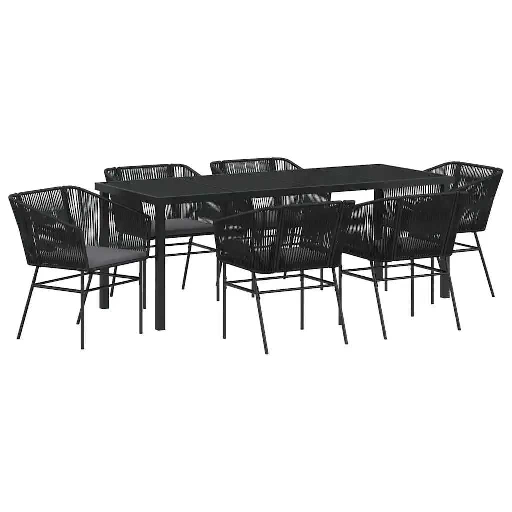 Set da Pranzo per Giardino con cuscino 7 pcs Nero 3380923