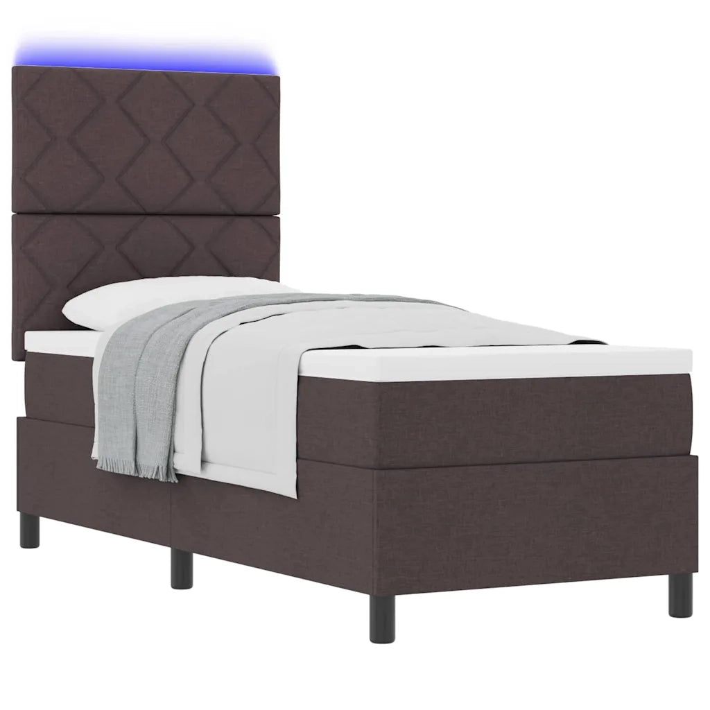 Letto a molle con materasso Marrone scuro 80 x 200 cm Tessuto 3342903