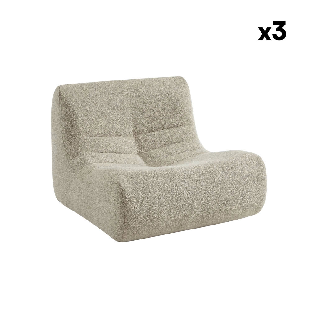 Divano modulare in bouclé, 3 posti, beige