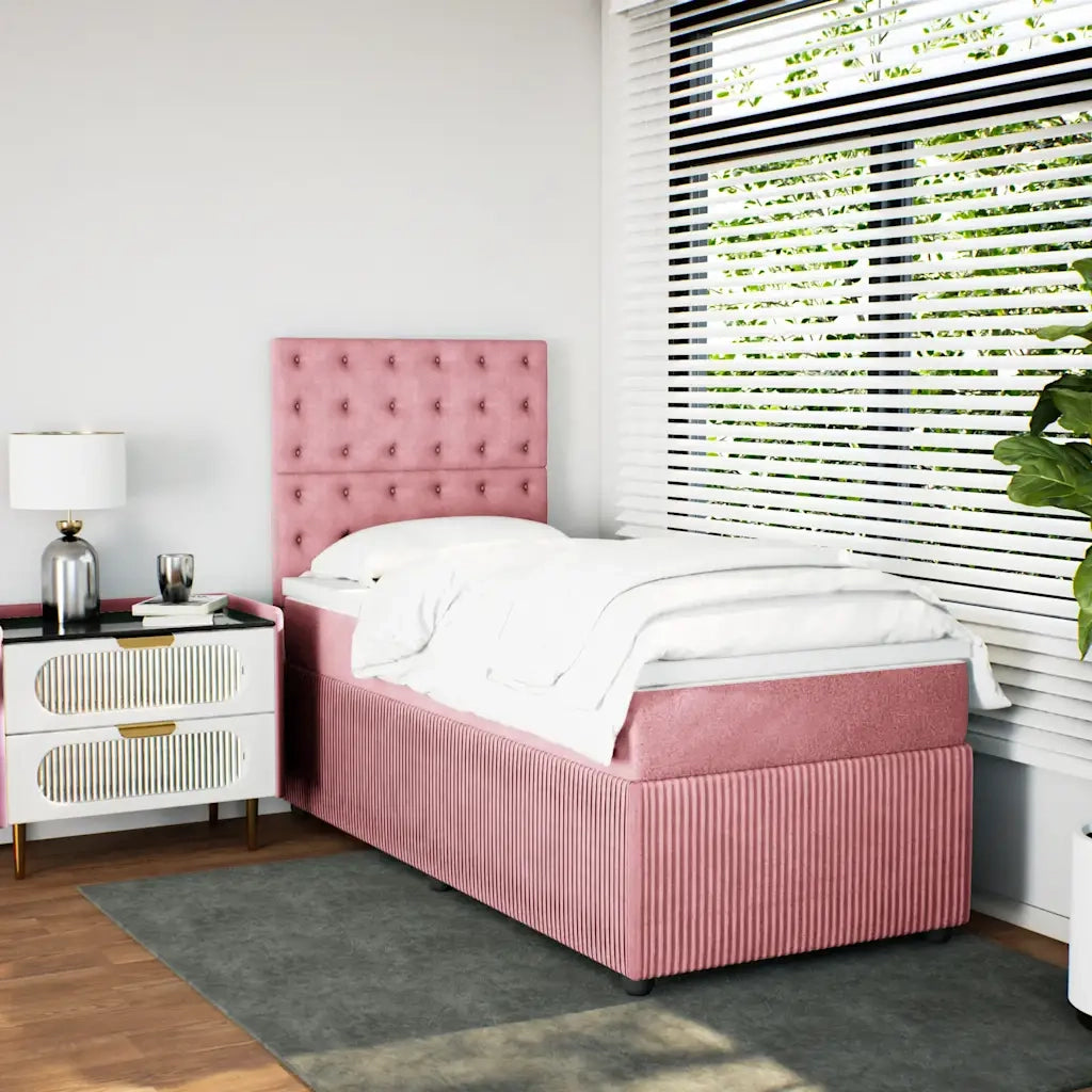 Giroletto a Molle con Materasso Rosa 100x200 cm in Velluto