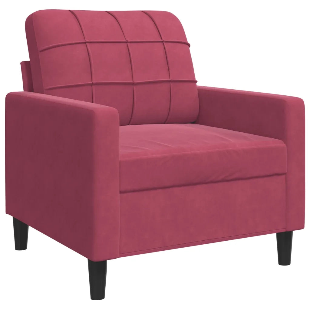 Set di Divani 3 pz con Cuscini e Rinforzi Rosso Vino in Velluto 3278455