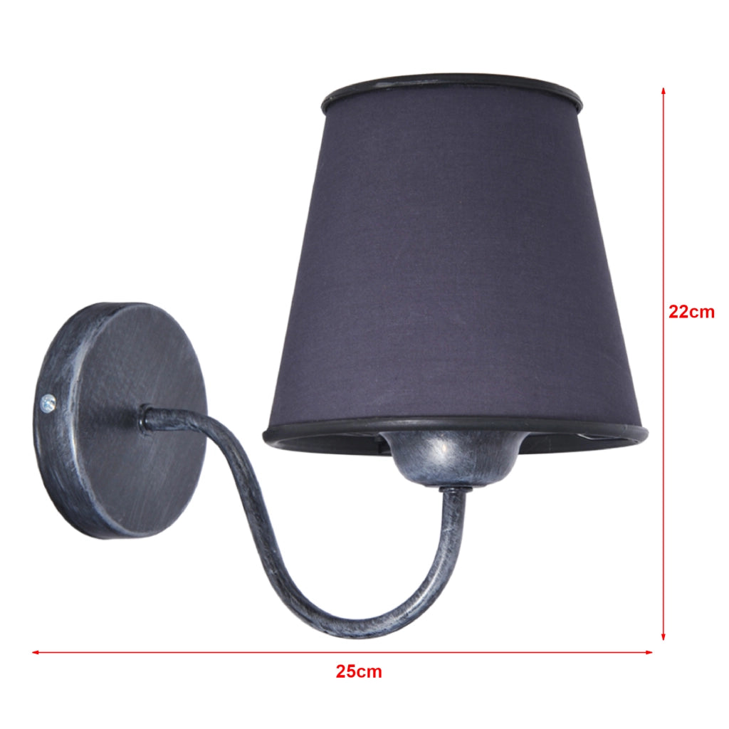Applique 'Olney' a Braccio Curvo per Interni Lampada da Parete con Paralume Conico Antracite - lux.pro