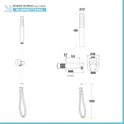 Set doccia incasso satinato con soffione 30 e kit doccia completo Gemini