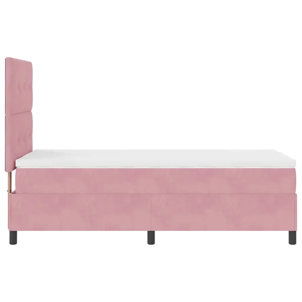 Letto a molle con materasso Rosa 90 x 200 cm Velluto 3339811