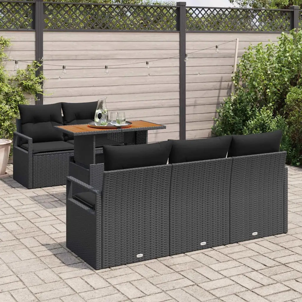 Set Divano da Giardino con archiviazione 6 pcs Nero Poly Rattan 3358389