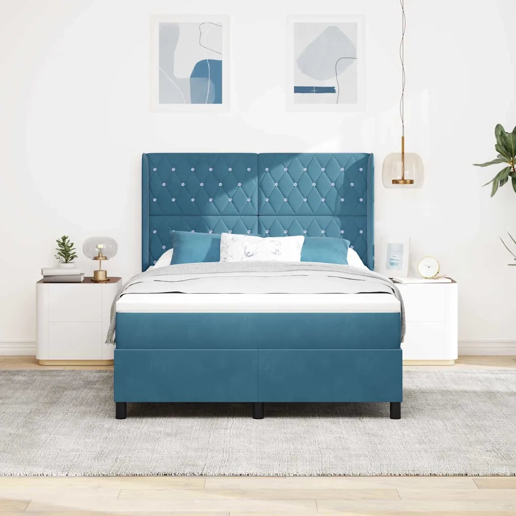 Letto a molle con strisce LED Blu 140 x 190 cm Velluto 3343812