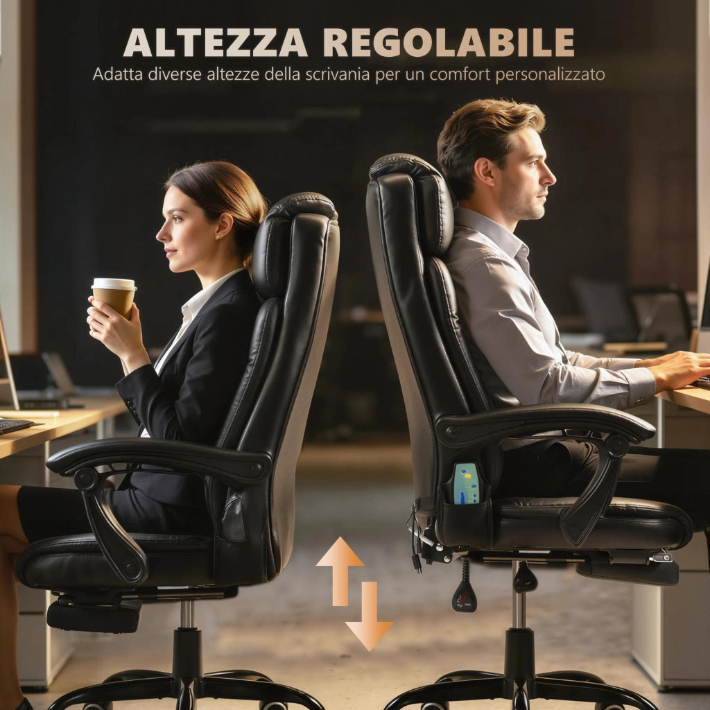 Poltrona Massaggiante Reclinabile con Poggiapiedi ¨C Minimal ¨C Nero