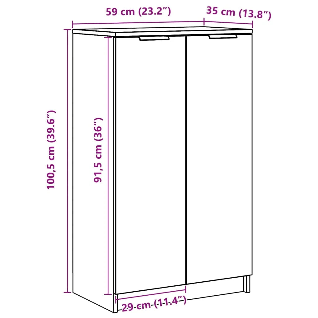 Scarpiera mobiletto portascarpe mobile per ingresso/corridoio/soggiorno 59 x 35 x 100 cm legno ingegnerizzato grigio 02_0021823