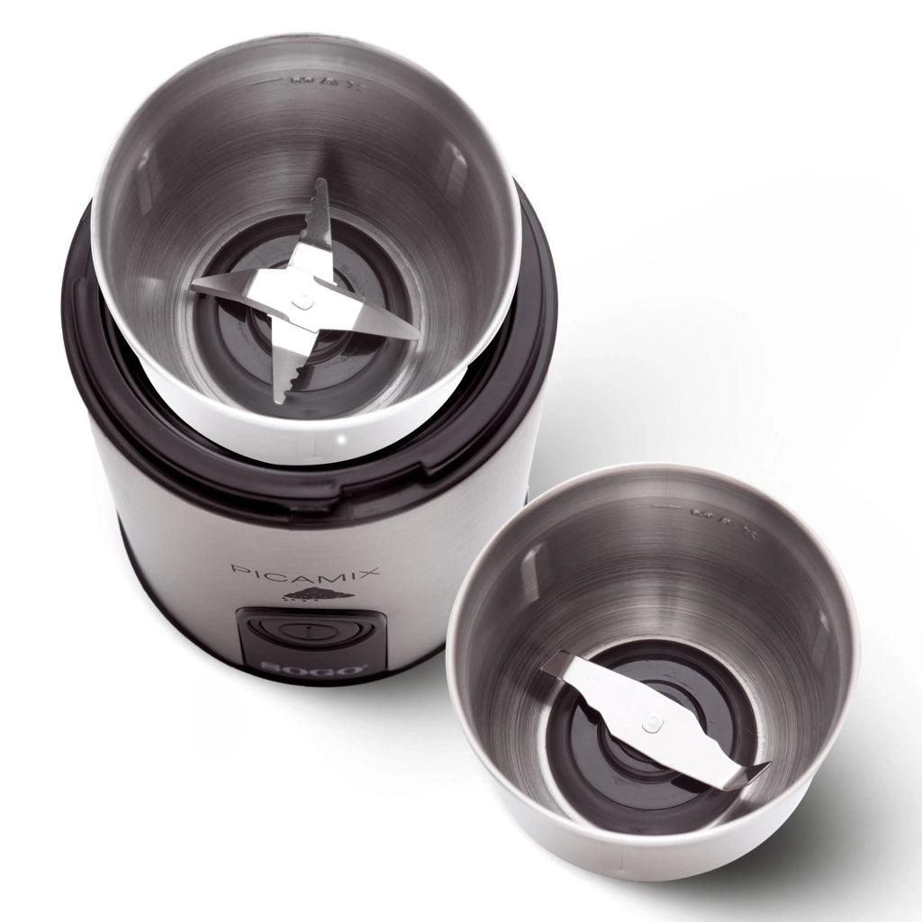 Tritatutto elettrico 2 contenitori, macinacaffè spezie erbe 85g, lame acciaio inox umido secco 160W - SOGO