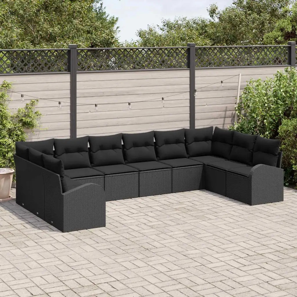 Set di divani con cuscino 10 pcs Nero Polyrattan 3346223