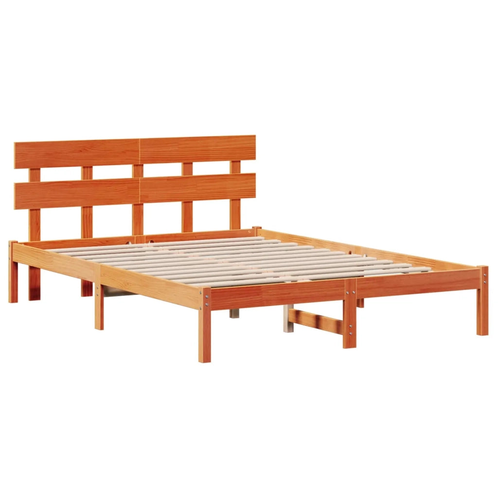 Letto matrimoniale | Letto per adulti | Struttura del letto Marrone 140 x 200 cm Legno massello di pino