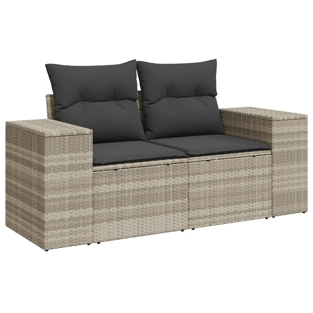 Set Divano Giardino 10 pz con Cuscini Grigio Chiaro Polyrattan 3223111