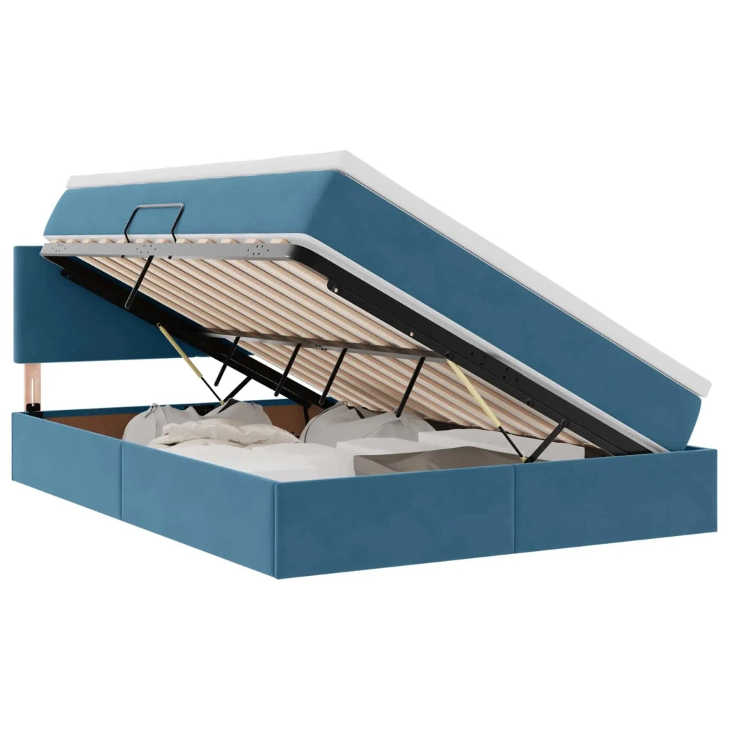 Letto con Contenitore Blu Scuro 140 x 200 cm Velluto