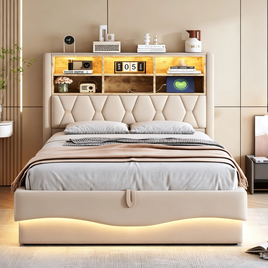 letto imbottito ferro beige 140 x 200 cm