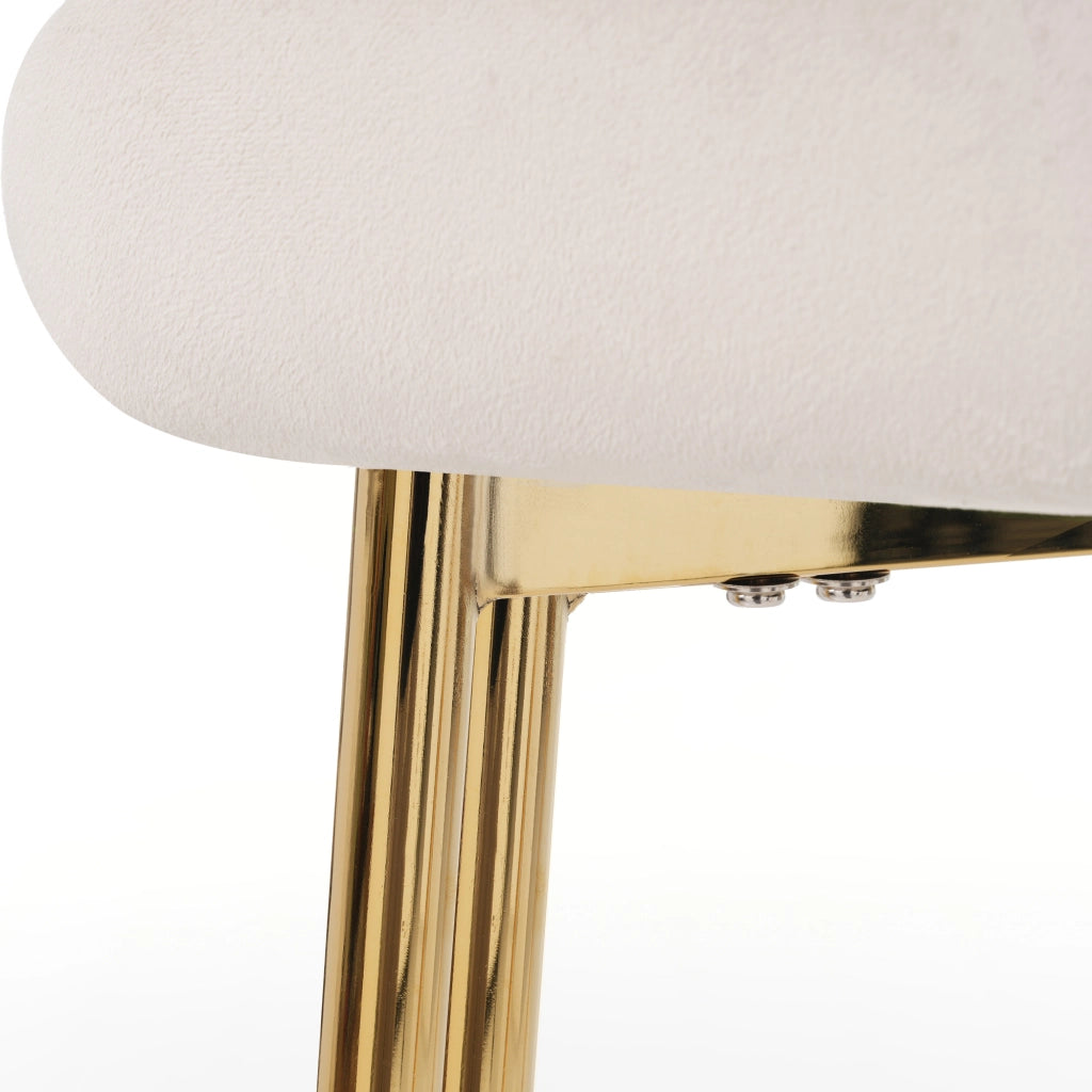 Sedia da Pranzo in Velluto con Gambe in Metallo Oro ¨C MINIMAL ¨C Set 4 Pezzi, Beige